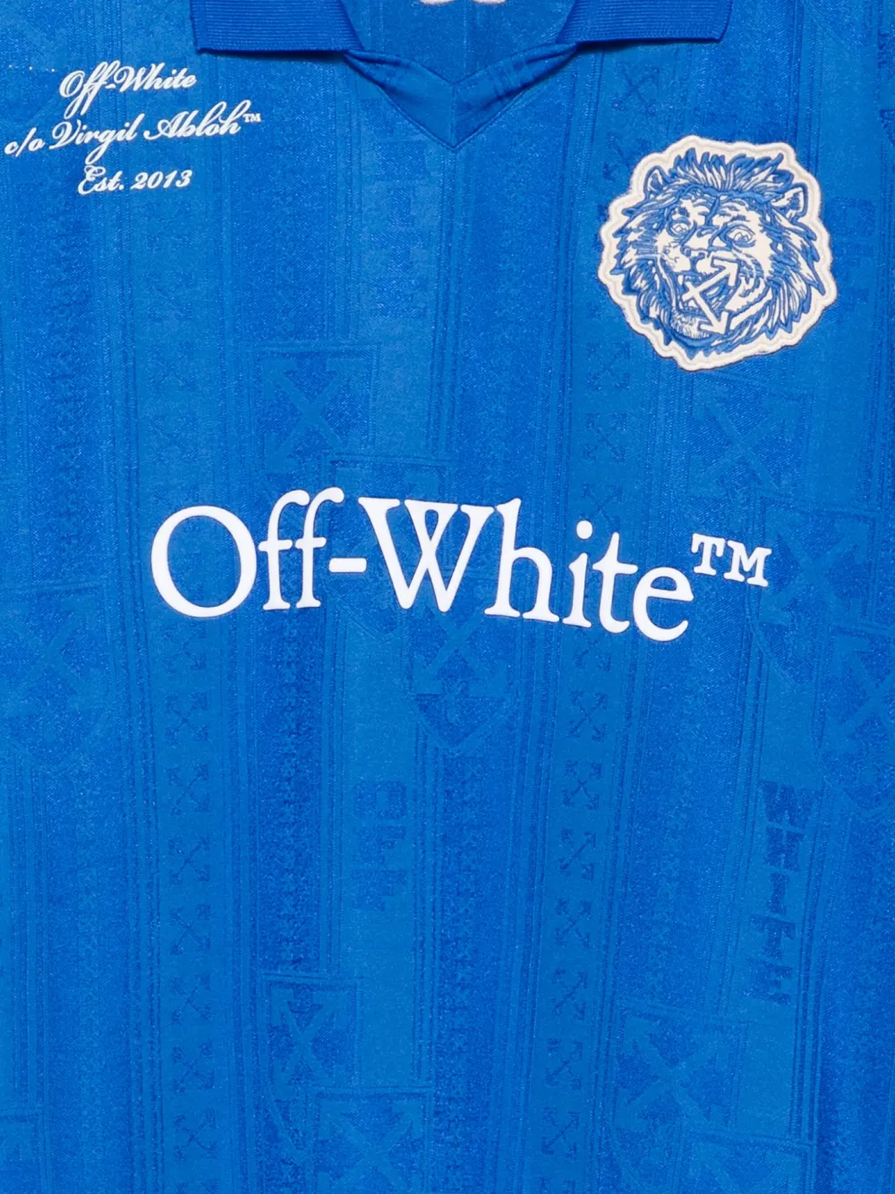 Off-White T-shirt met leeuwpatch en polokraag Blauw