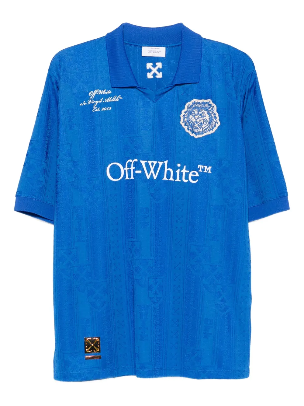 Off-White lion-patch polo-collar T-shirt | Blue | Image 1