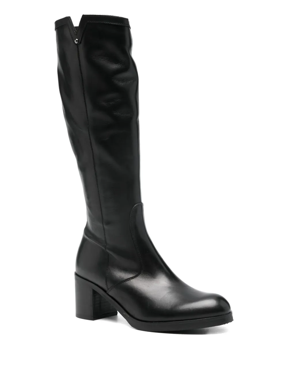 Progetto Block-heel Leather Boots In Black