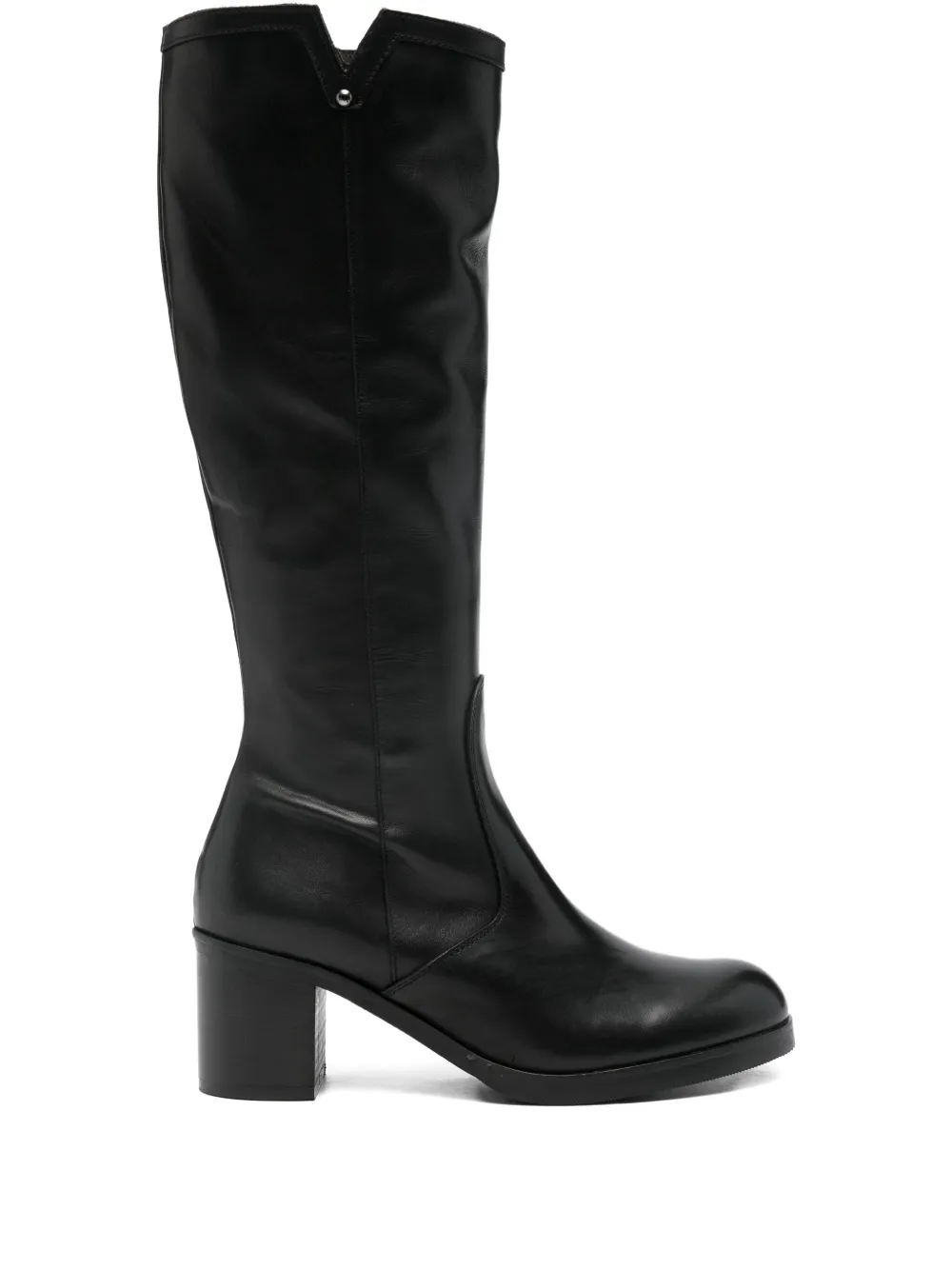 Progetto Block-heel Leather Boots In Black