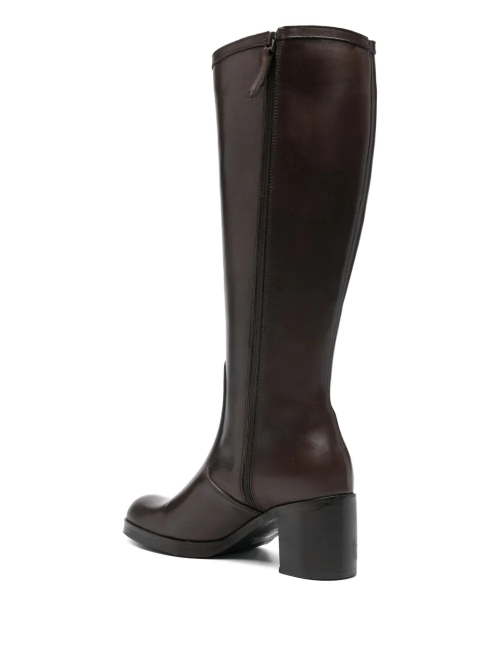 Progetto Block-heel Leather Boots In Brown