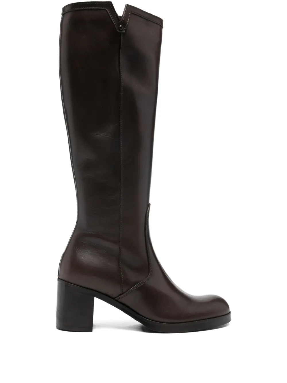 Progetto Block-heel Leather Boots In Brown