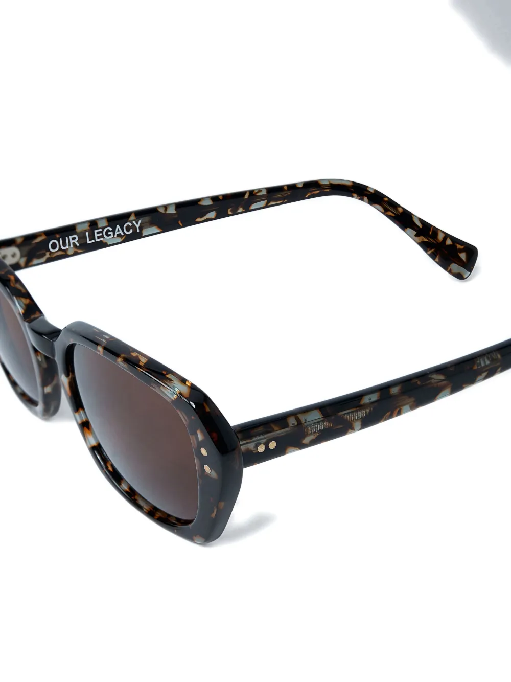 OUR LEGACY Earth zonnebril met vierkant montuur en schildpadschild-design Bruin