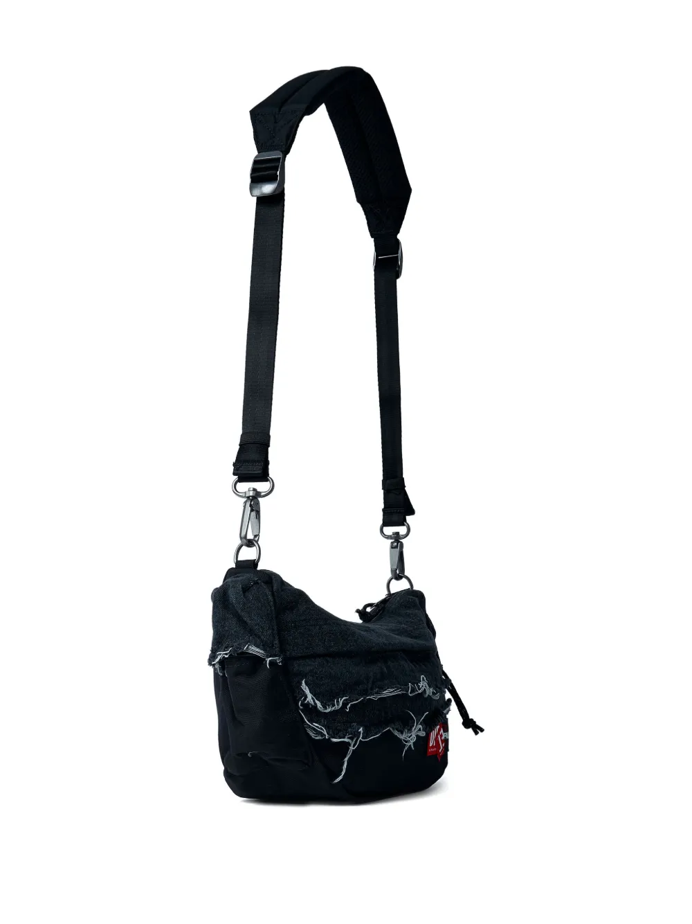 Diesel Gerafelde schoudertas met logopatch Zwart