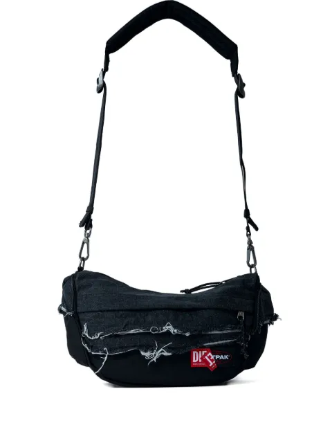Diesel distressed logo-patch shoulder bag