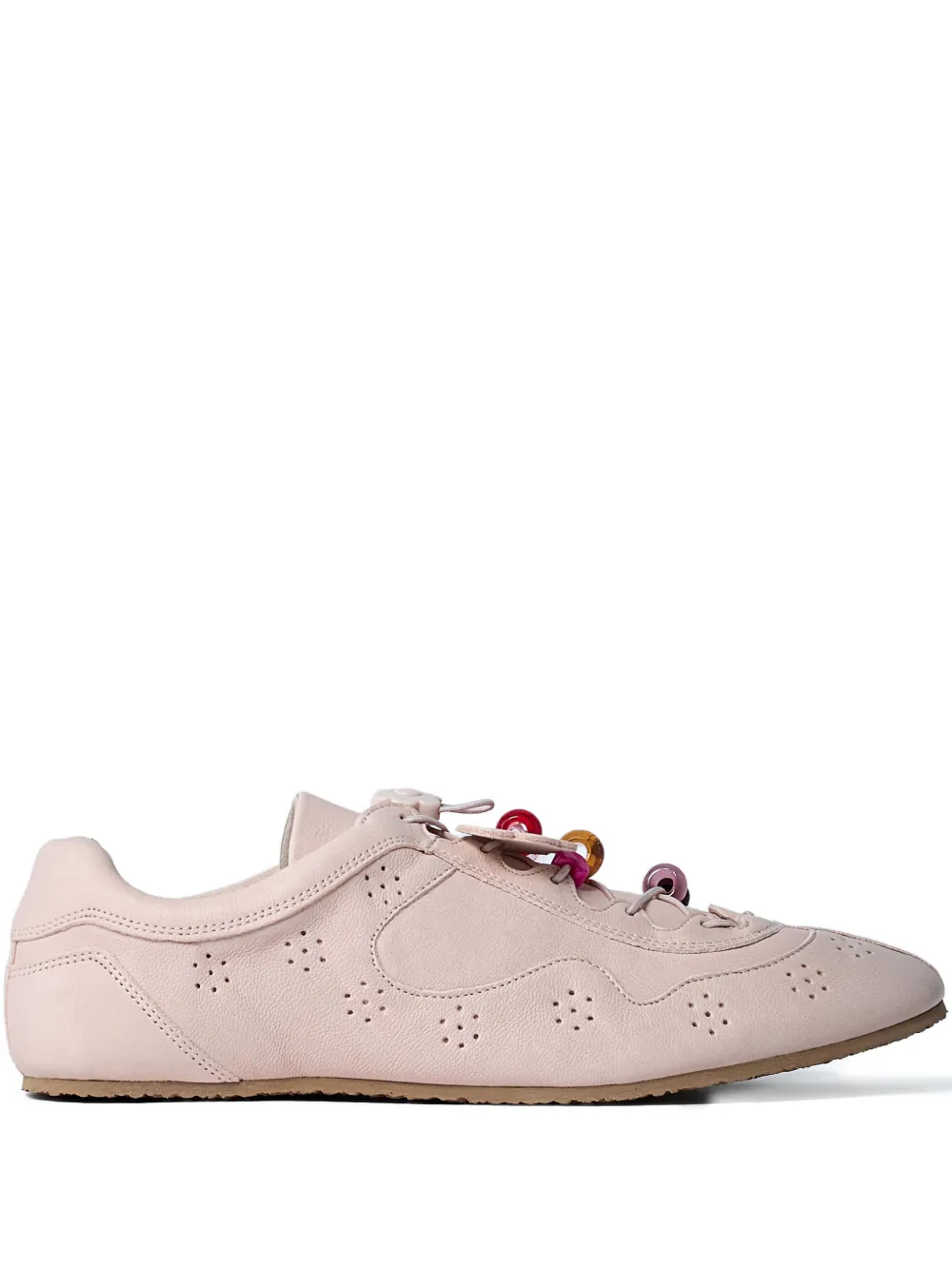 Cecilie Bahnsen beaded lace-up leather sneakers Pink