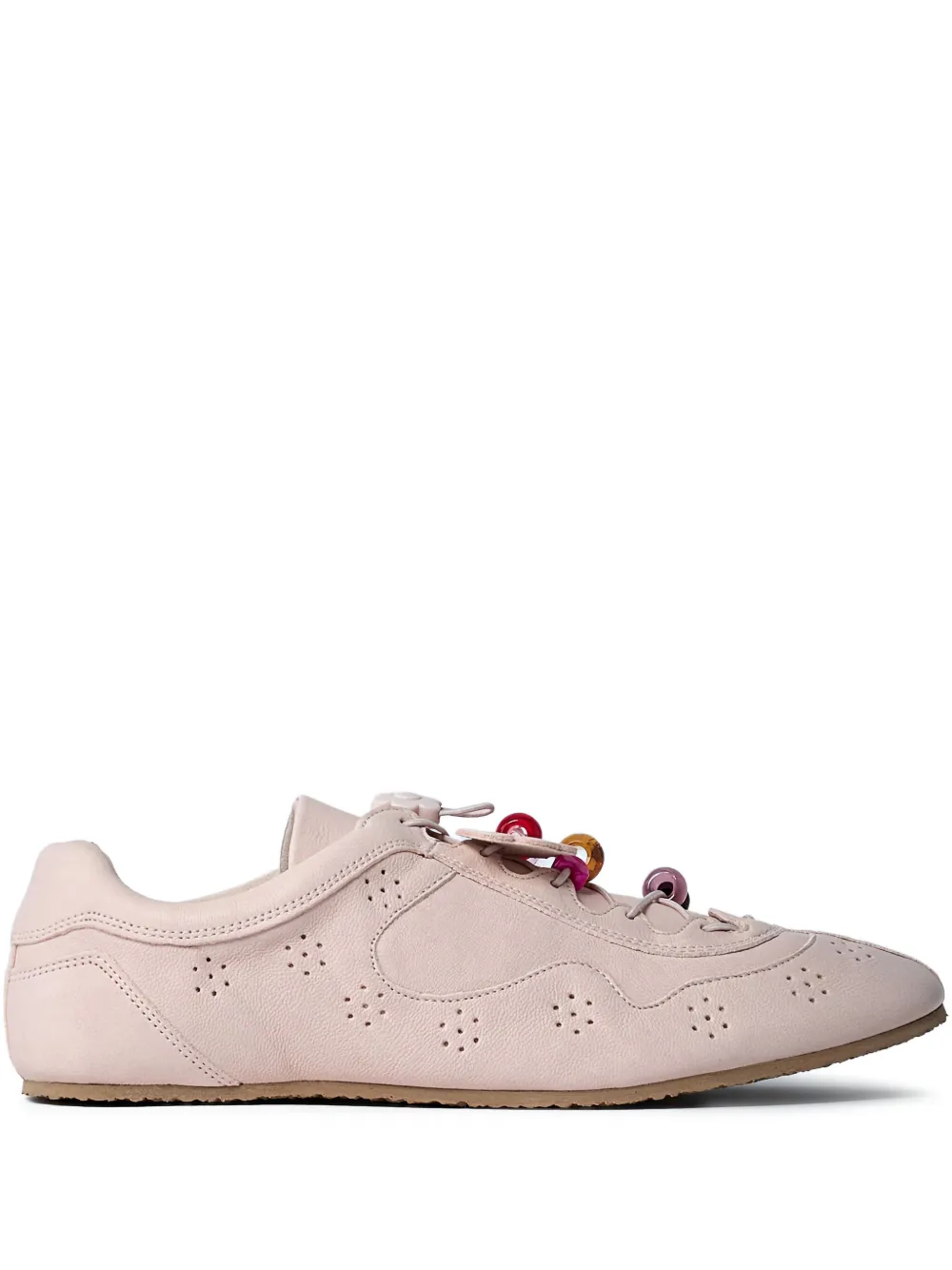 Cecilie Bahnsen beaded lace-up leather sneakers | Pink | Image 1