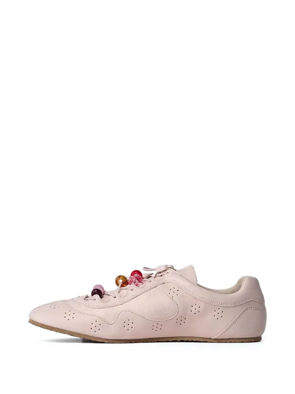 Cecilie Bahnsen Beaded lace-up Leather Sneakers | Pink
