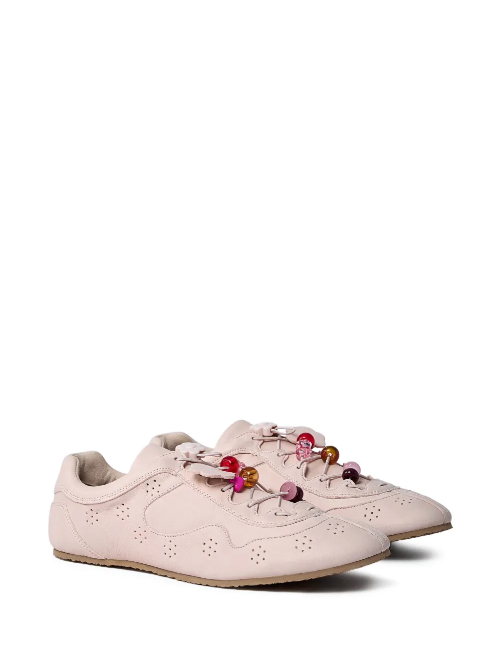 Cecilie Bahnsen beaded lace-up leather sneakers | Low-Tops | Image 2