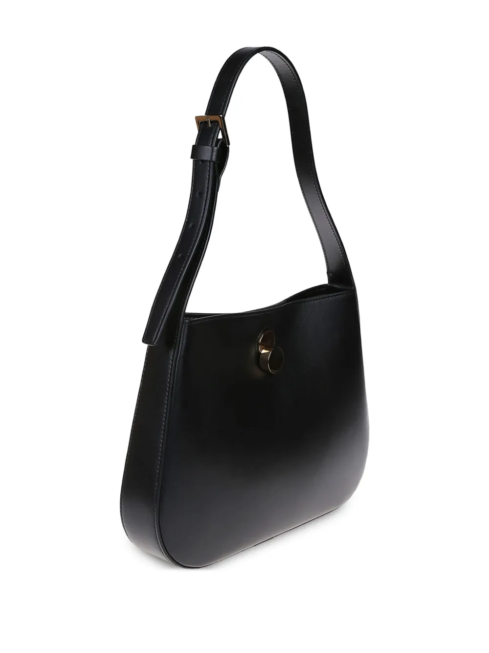 Fabiana Filippi Curved Leather Shoulder Bag In Black
