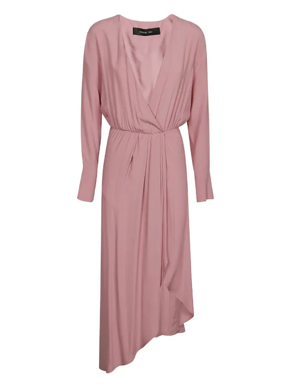 asymmetric wrap neck dress Federica Tosi | Pink evening dress woman elegant 2025 Sherri Hill 55518 | Color:Peony Pink Wearing X