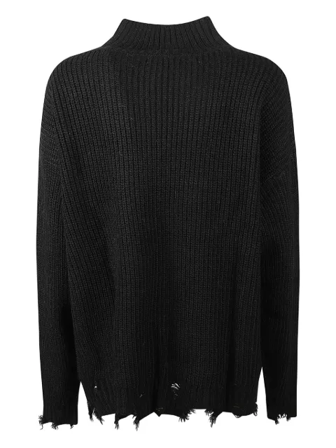 HINNOMINATE mock-neck frayed-hem sweater
