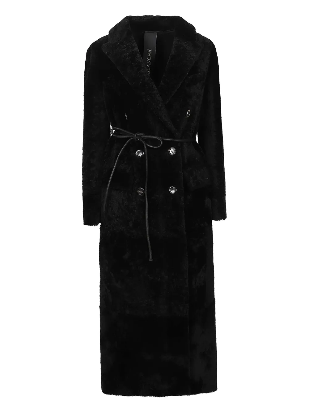 Blancha abrigo con doble botonadura y cinturón | negro | Image 1