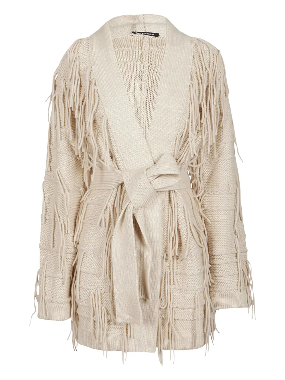 Canessa fringe belted cardigan | Neutrals | Image 1