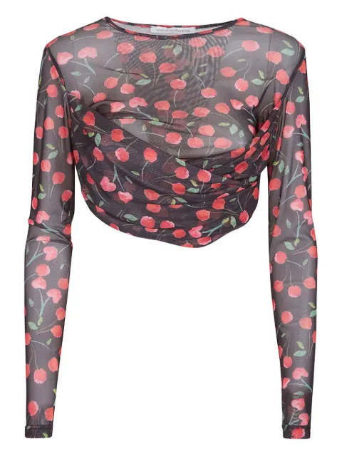 MAR DE MARGARITAS cherry-print mesh t-shirt