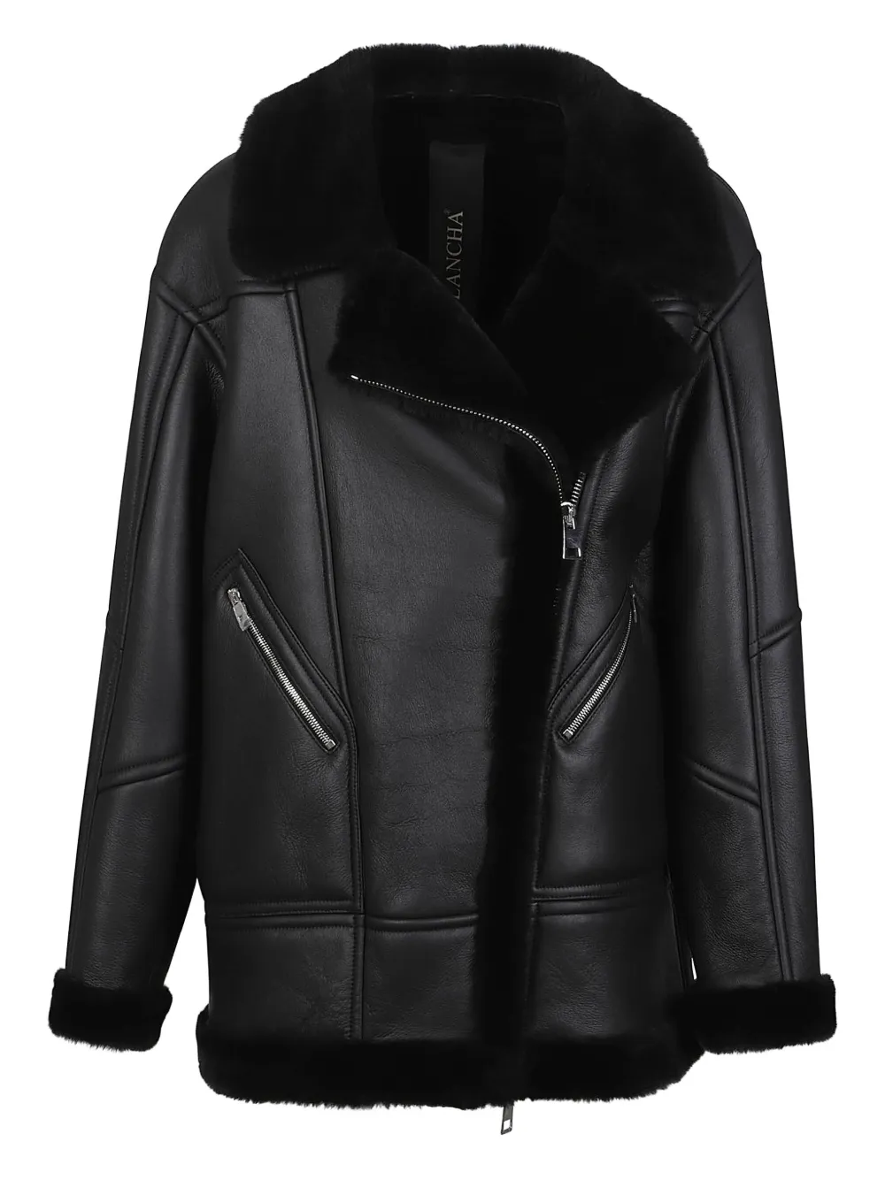 Blancha sheepskin fur-collar jacket | Black | Image 1