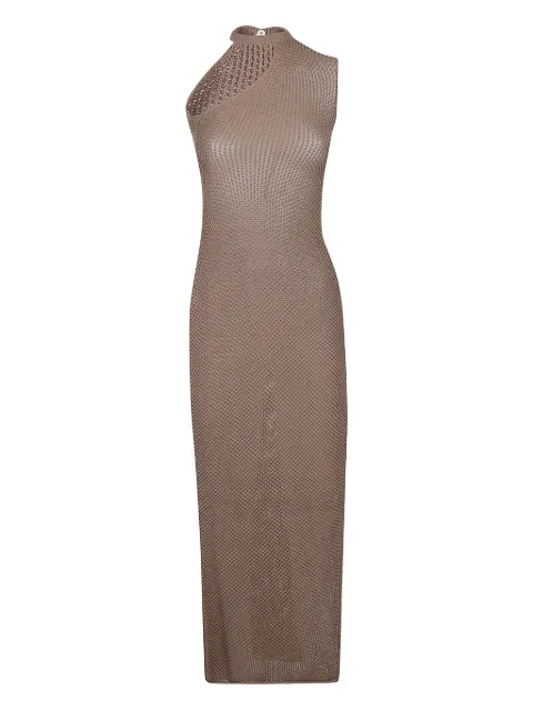 Canessa high-neck open-shoulder knit dress