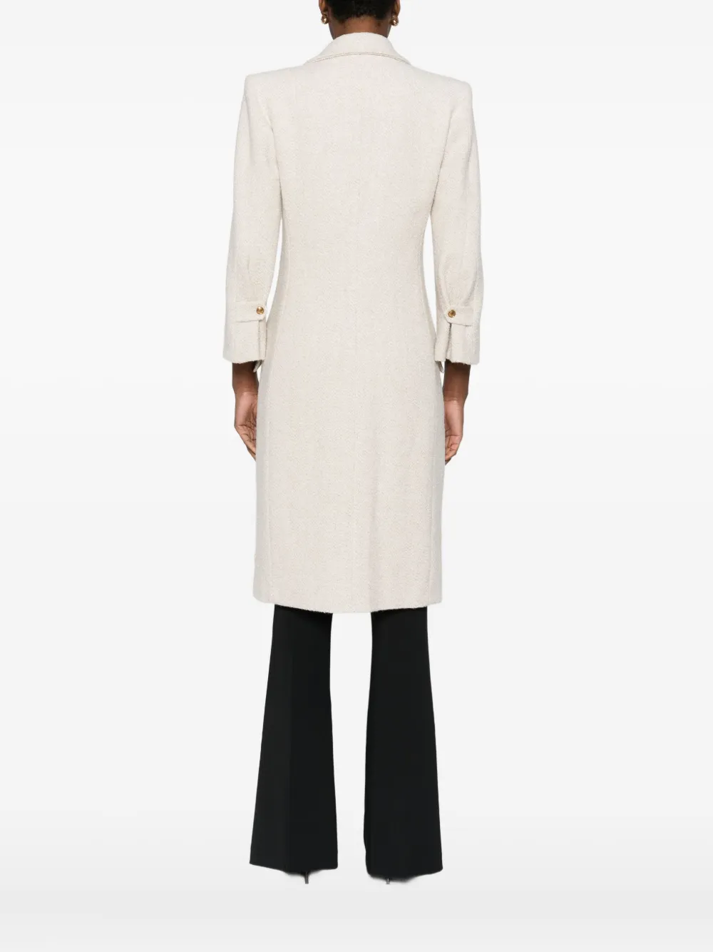 Elisabetta Franchi Double-breasted Coat In Neutral