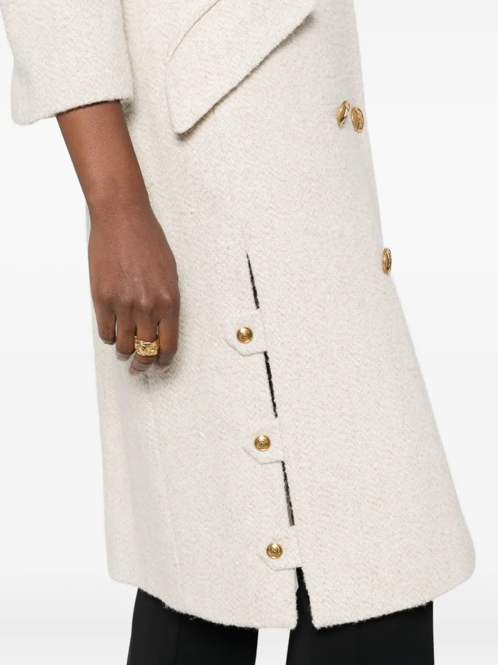 Elisabetta Franchi Double-breasted Coat In Neutral