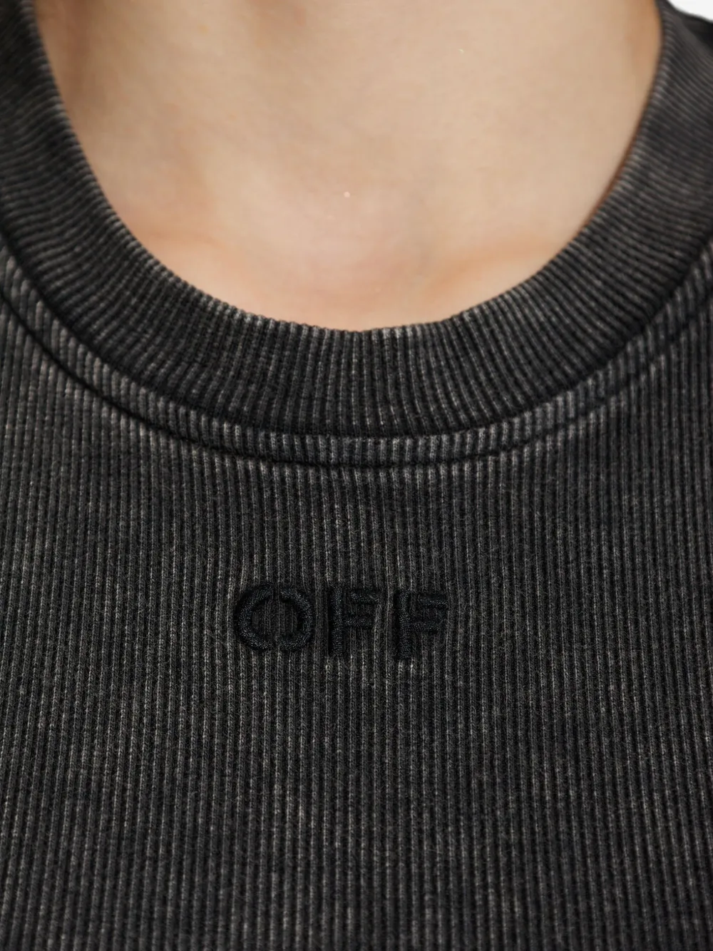 Off-white Ribbed Sleeveless Dress In Black