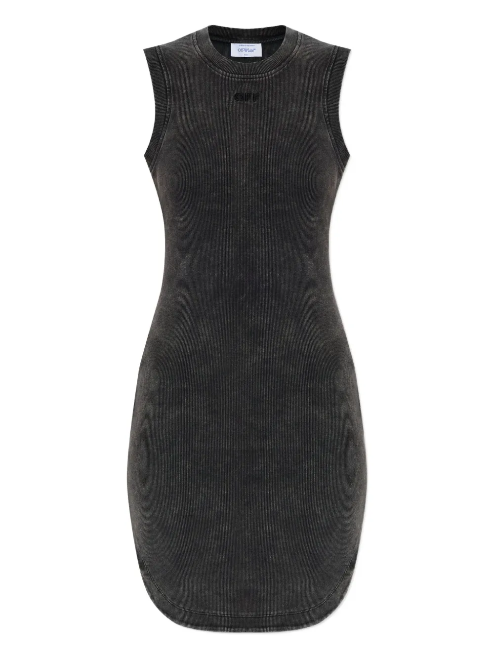 Off-white Ribbed Sleeveless Dress In Black