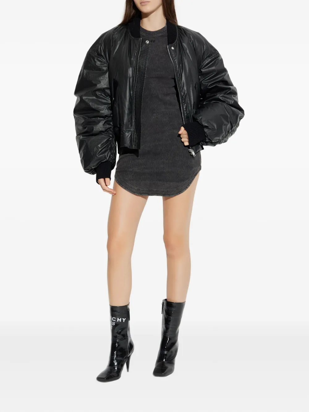 Off-white Ribbed Sleeveless Dress In Black