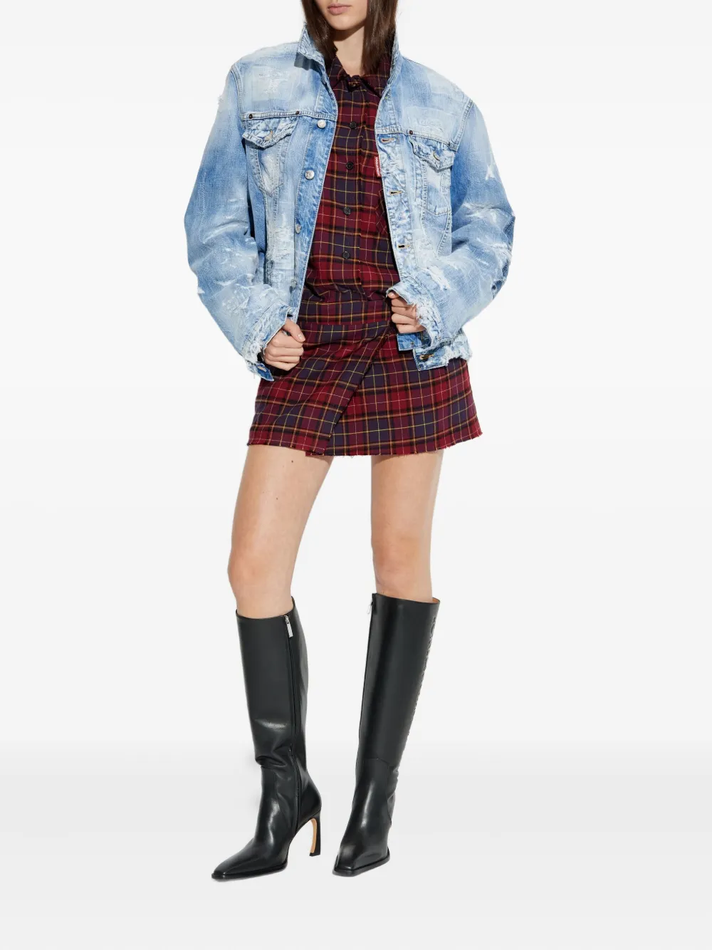 Off-White buttoned check dress - Rood