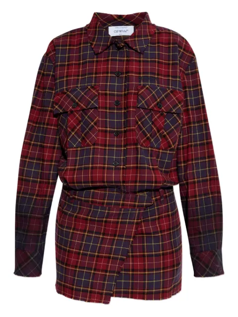 Off-White vestido camisero con motivo de cuadros