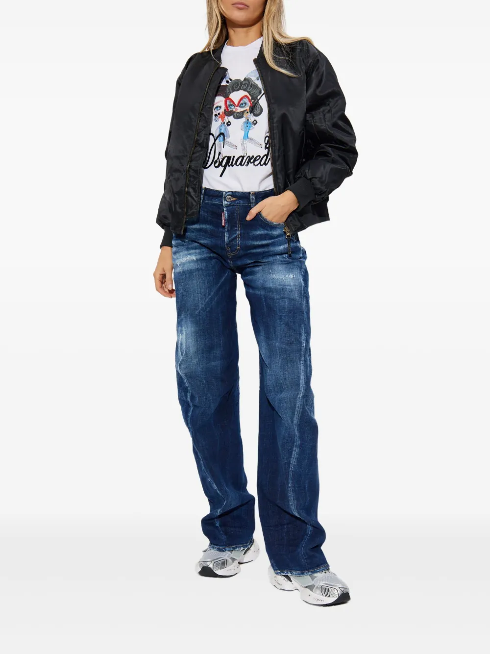 DSQUARED2 D2 Twisted gerafelde jeans - Blauw