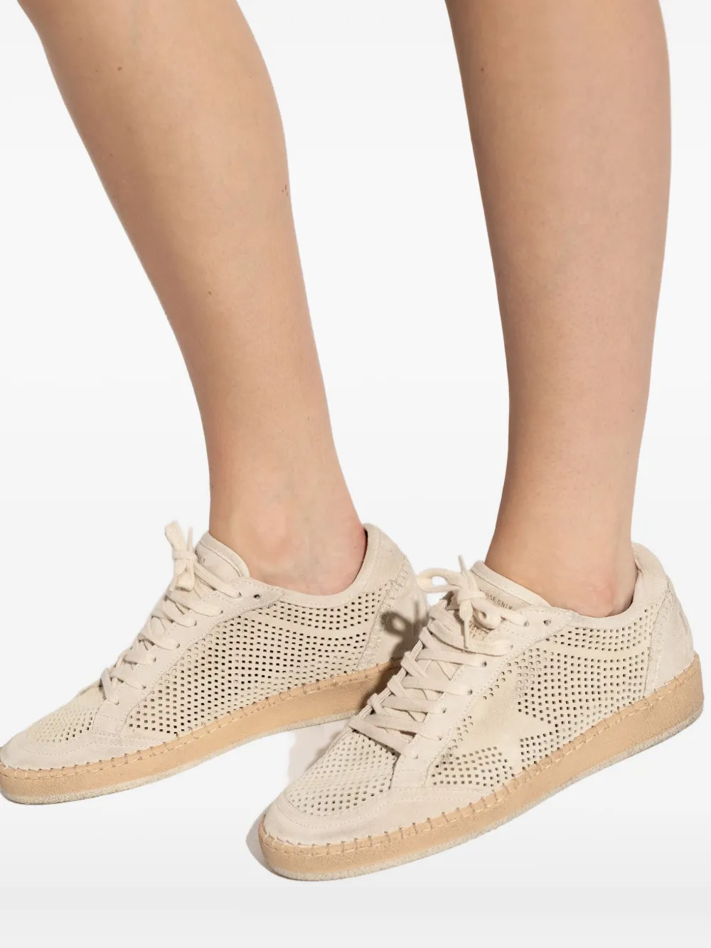 Golden Goose Perforated Star Sneakers In Neutral