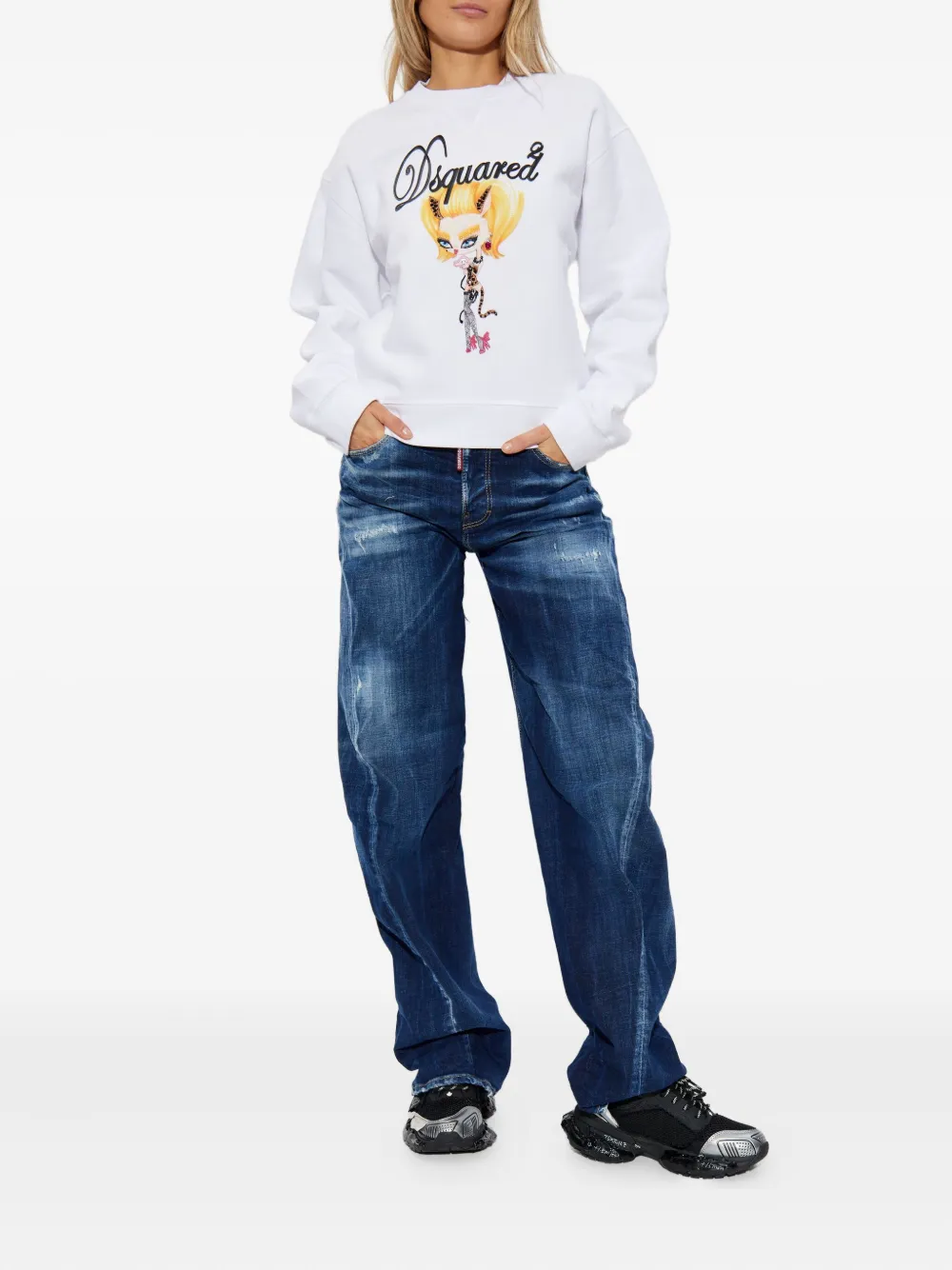 Dsquared2 Long-sleeved Sweatshirt In White