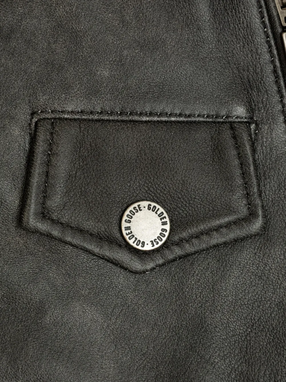 Golden Goose Kids Leren bikerjack Zwart