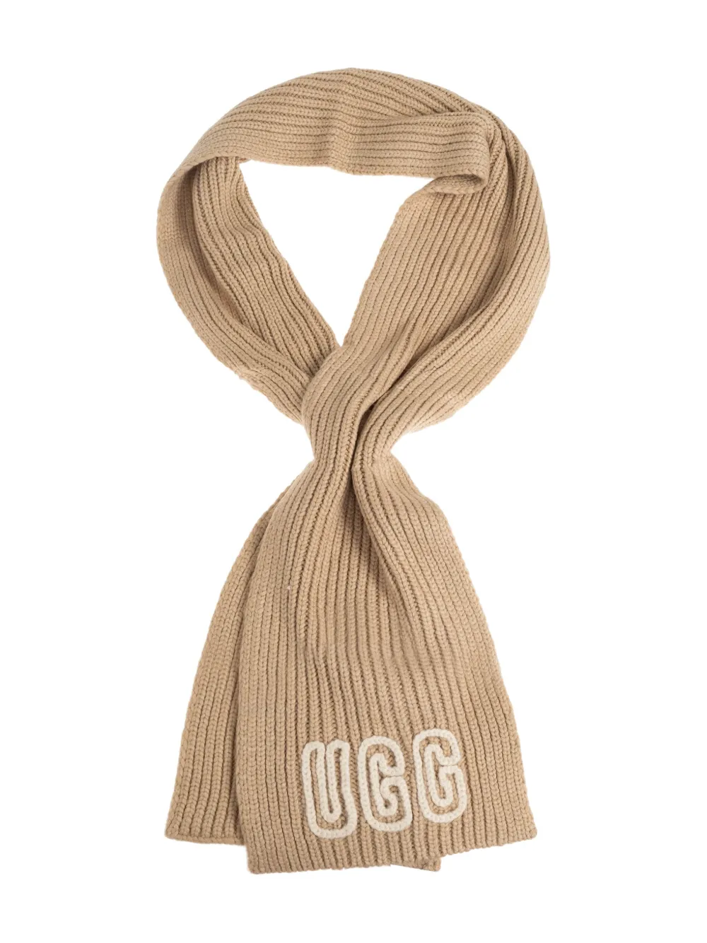 Ugg Ribbed Logo Scarf In Brown