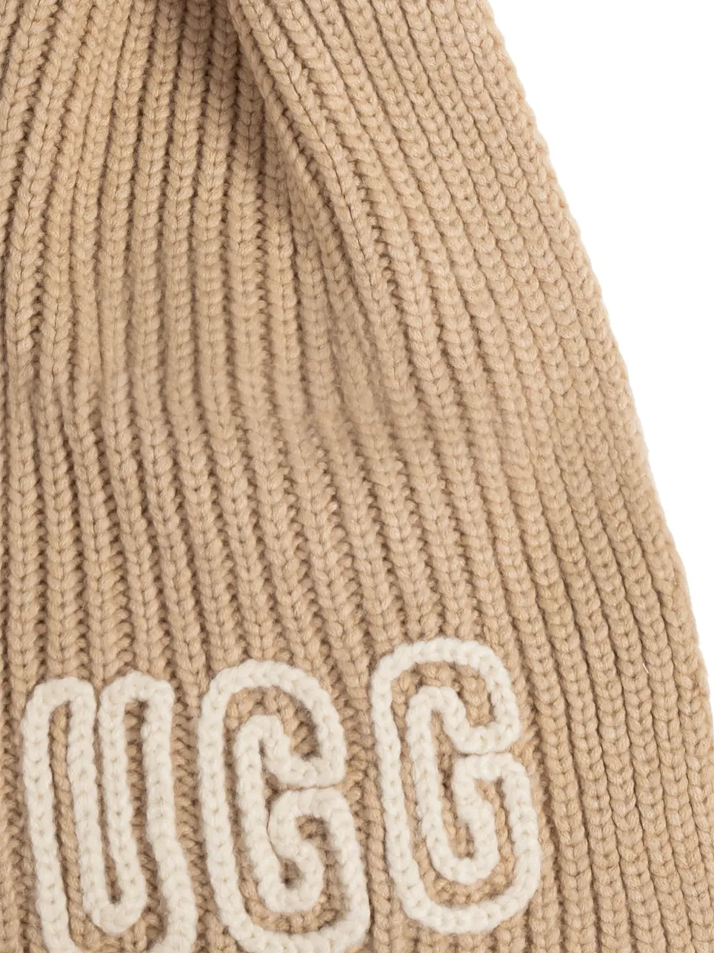 UGG ribbed logo scarf - Beige