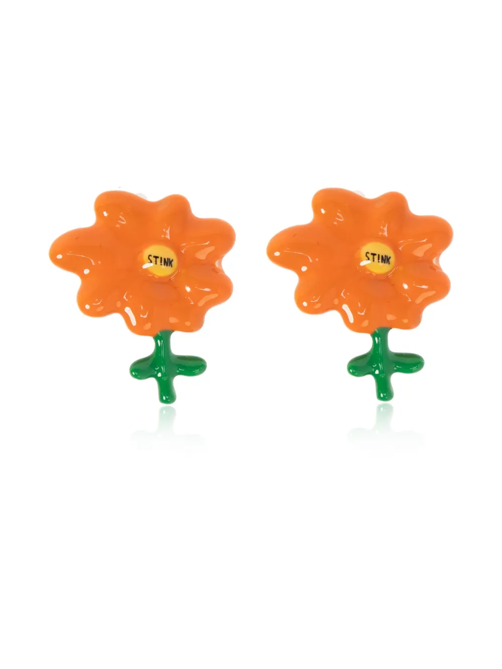 Marc Jacobs X David Shrigley Joy Flower Stud Earrings In Orange