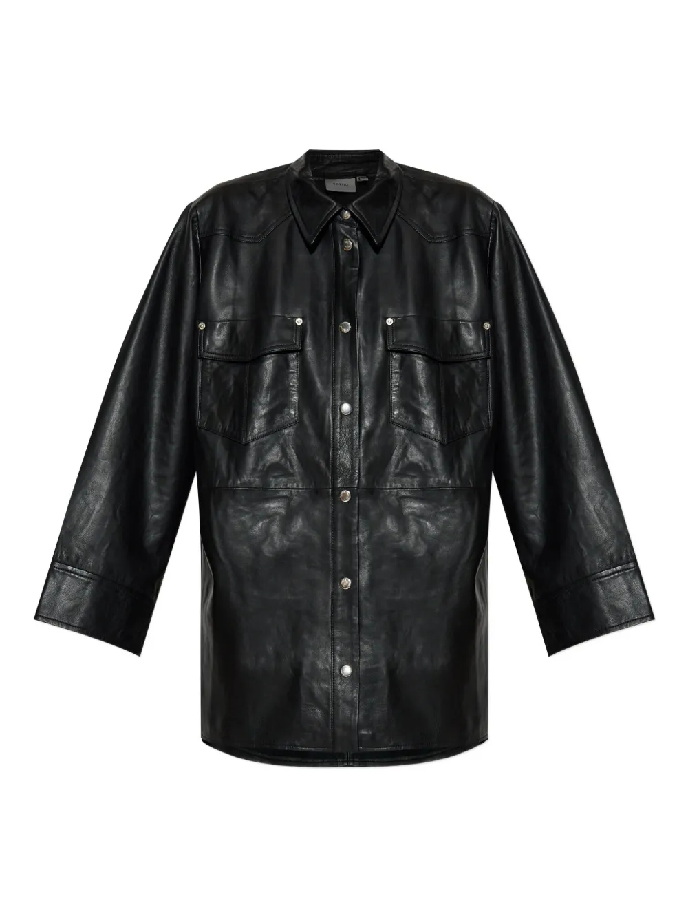 Gestuz long-sleeved leather shirt | Black | Image 1