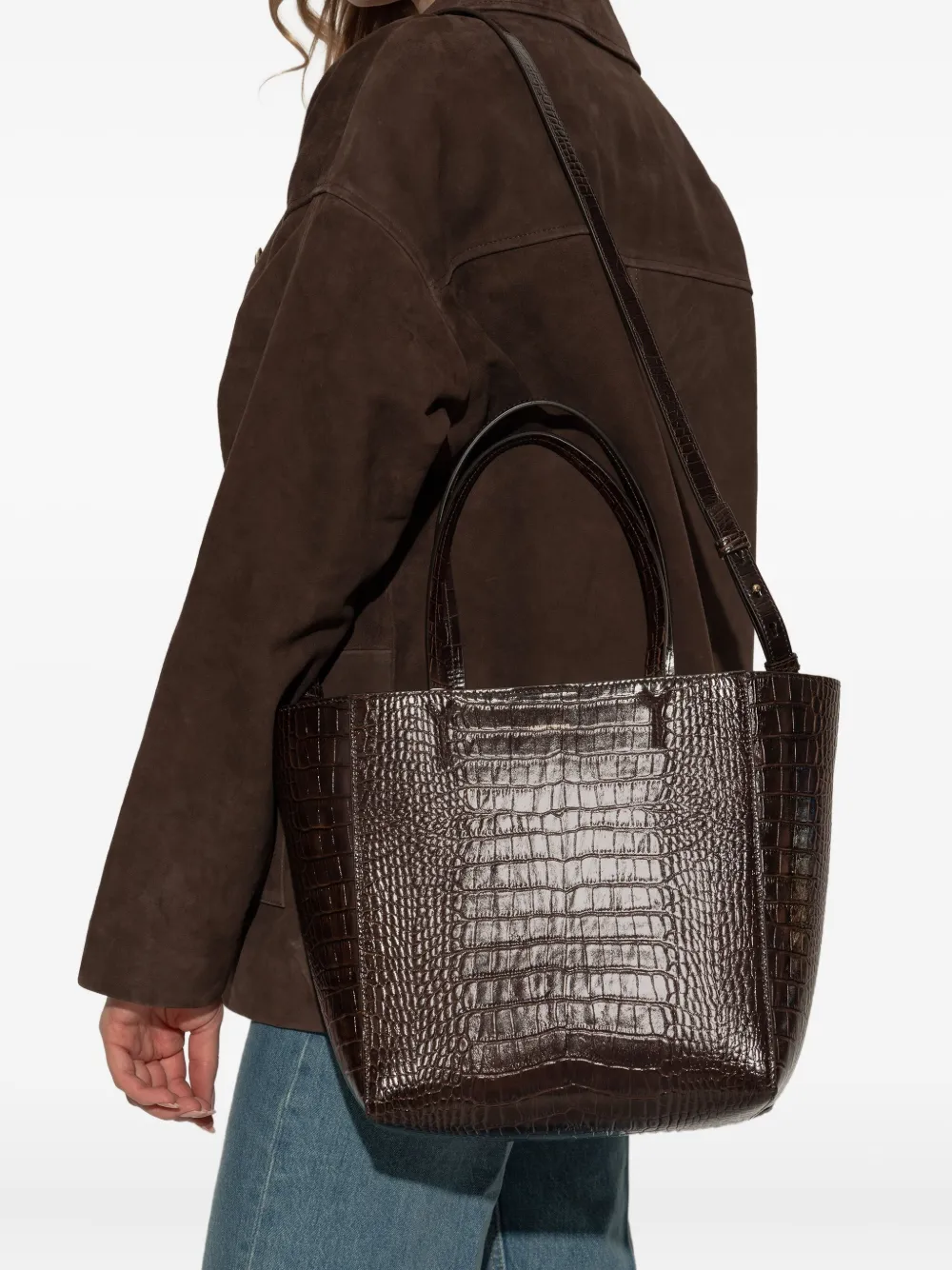 ANINE BING Embossed strap tote bag - Bruin