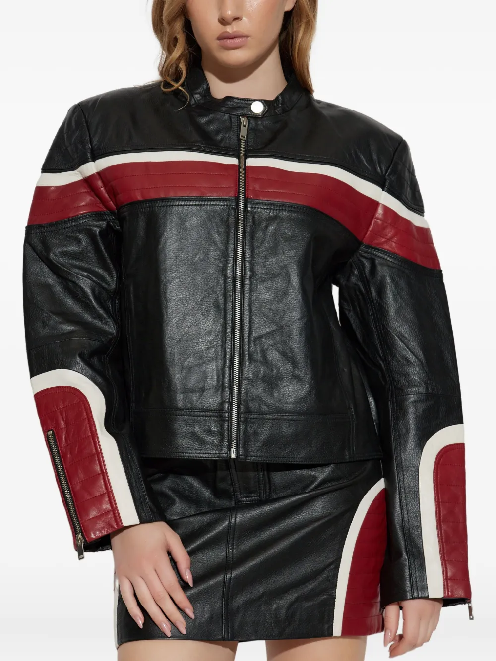 Gestuz Jack met rits en roosprint Zwart