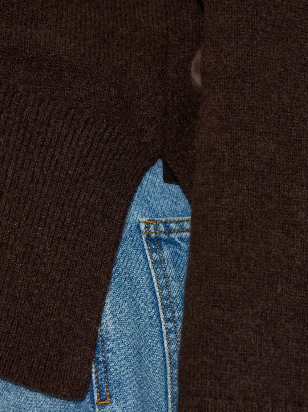 Samsoe & Samsoe Roll-neck Panelled Sweater In Brown