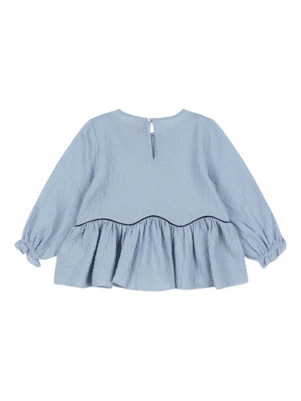 Konges Sløjd Ava bow ruffled blouse - Blauw