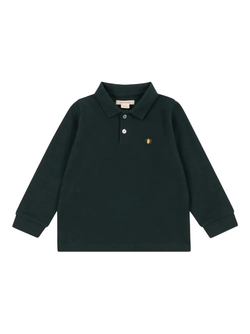 Konges Sløjd Florian Embroidered Long-sleeve Polo Shirt In Green