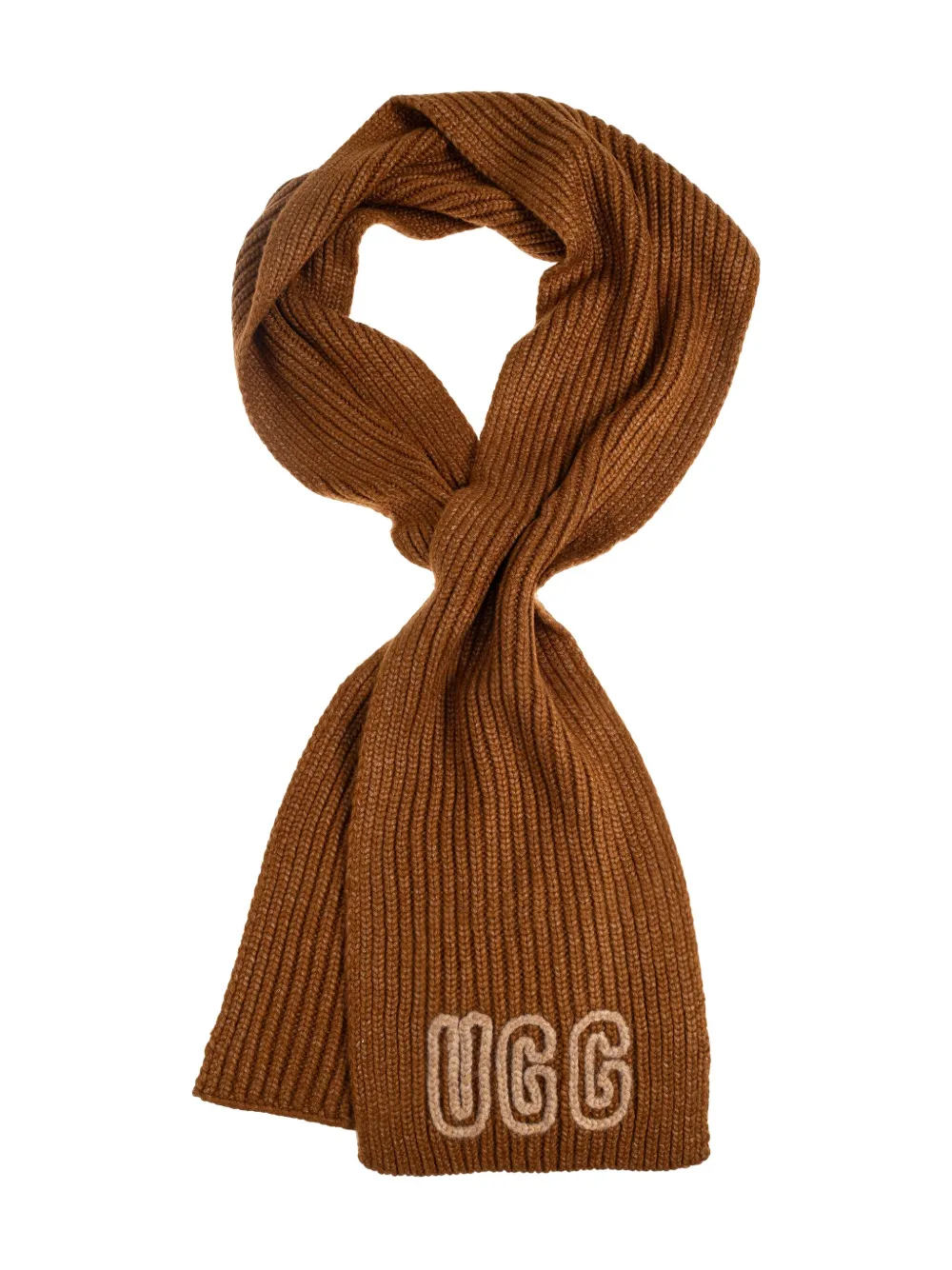 Ugg Womens Deco Chunky Ribbed Knitted Scarf In Brown