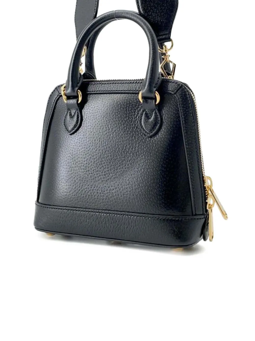 Pre-owned Gucci 2016-2025 Adidas Mini Leather Horsebit 1955 Top Handle Bag Satchel In Black