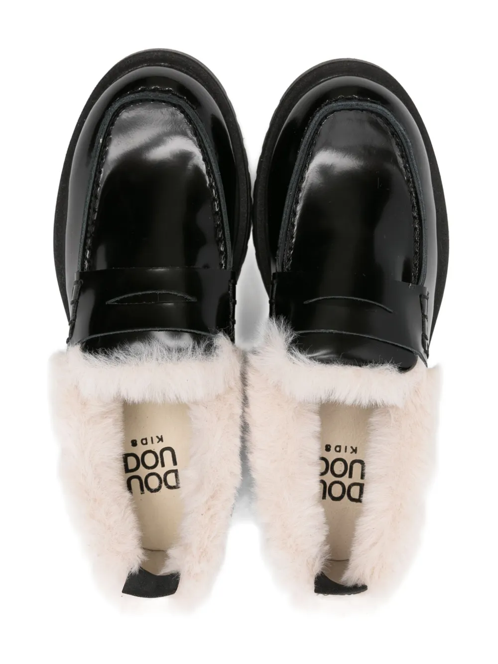 Douuod Kids fur-trimmed loafers Zwart