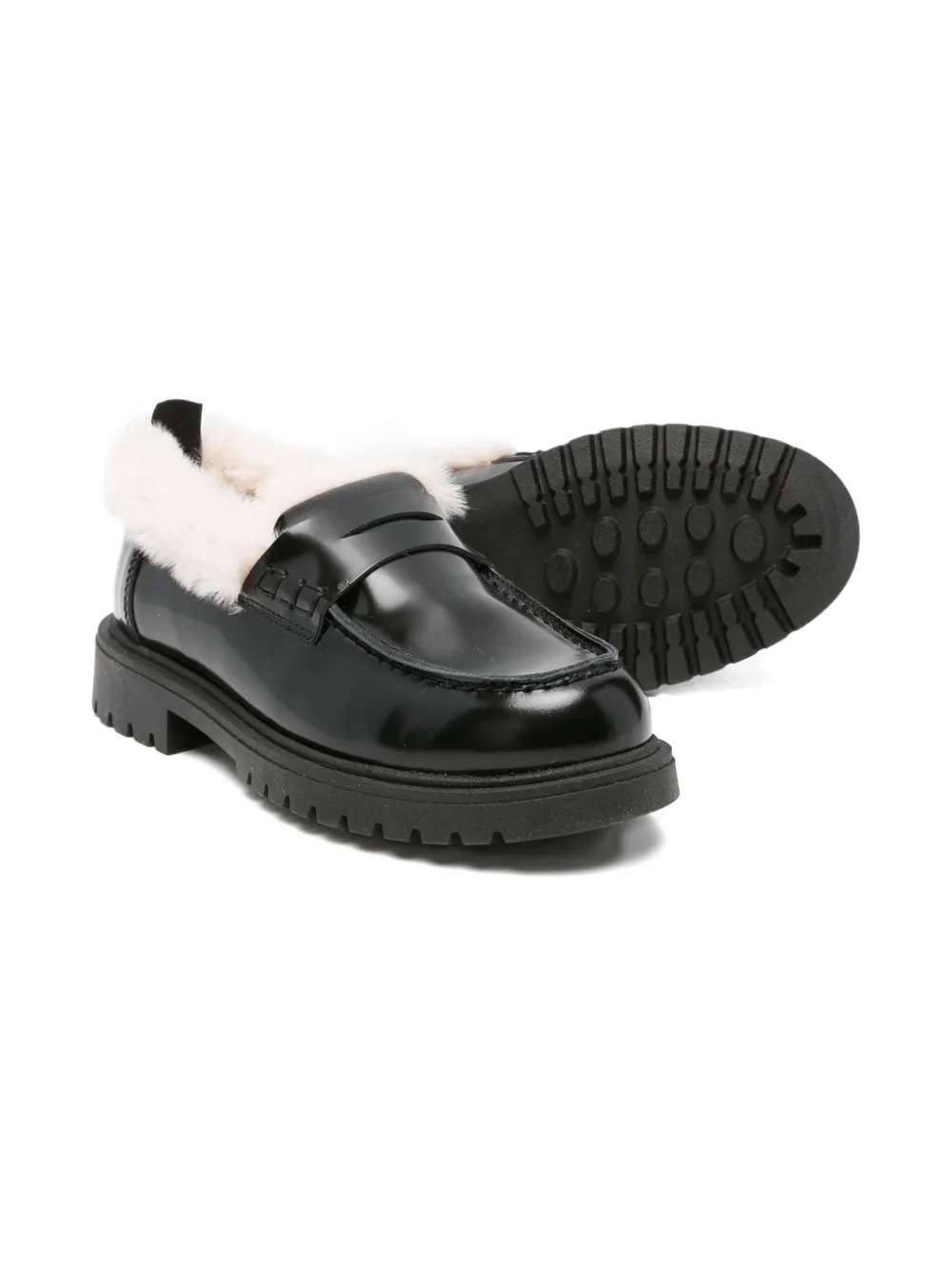 Douuod Kids fur-trimmed loafers Zwart