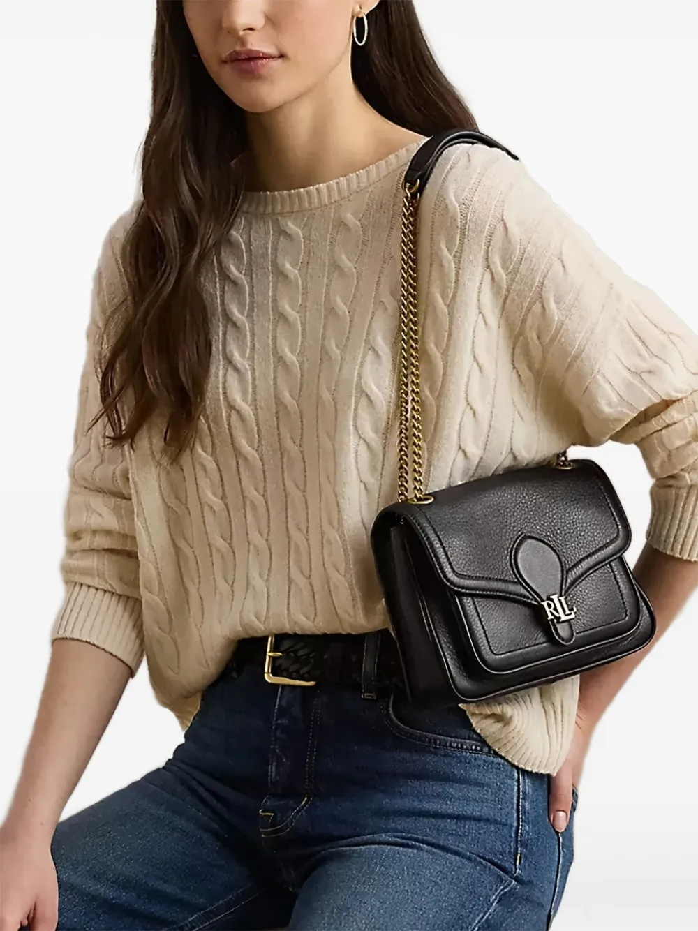 Lauren Ralph Lauren flap-detail chain shoulder bag | Black | Image 1