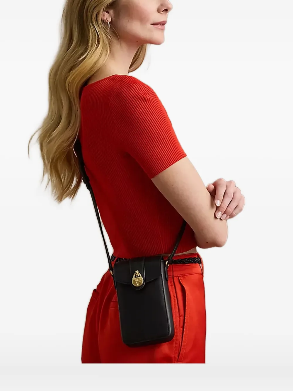 Lauren Ralph Lauren padlock leather crossbody bag - Nero