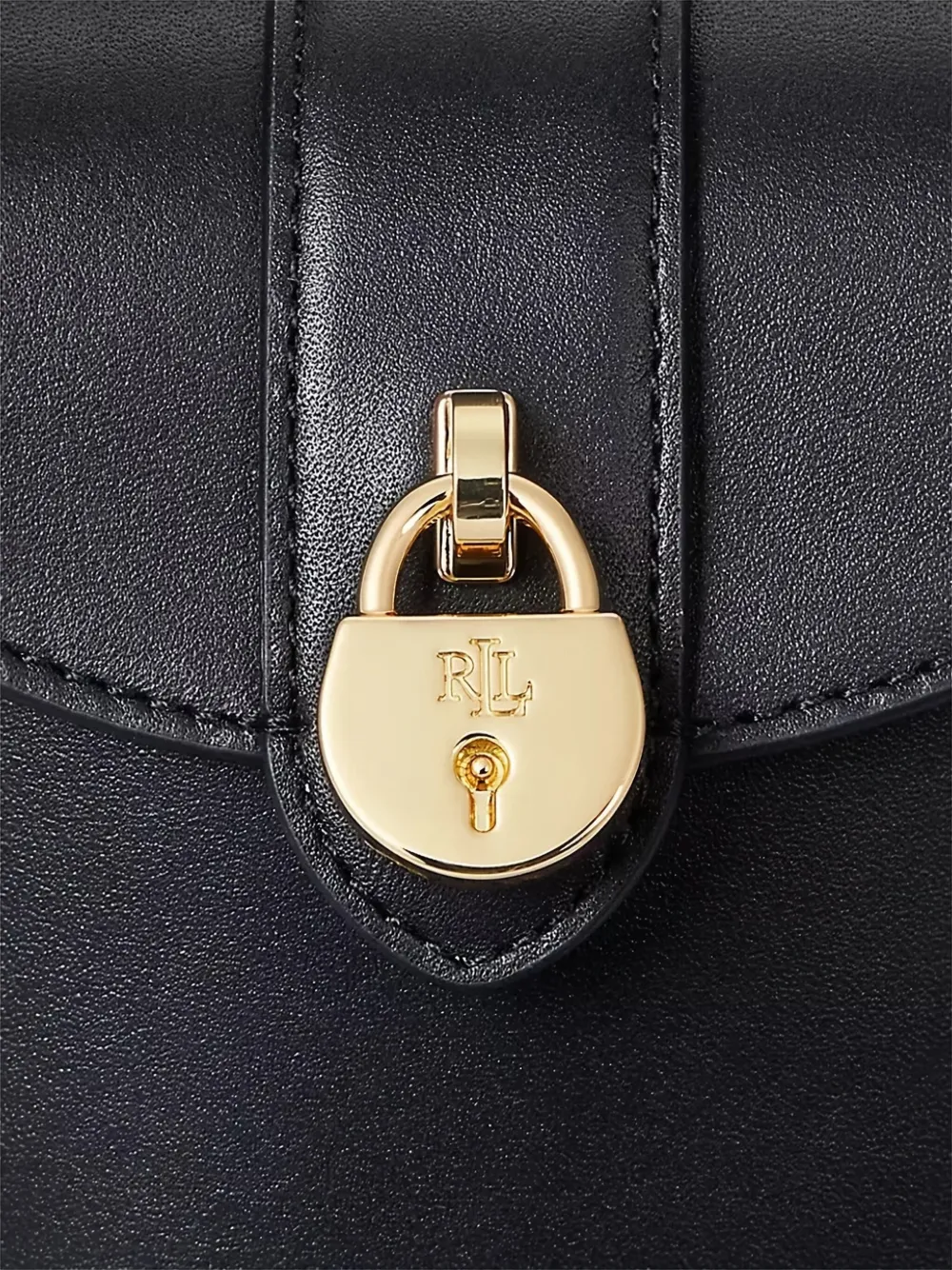 Ralph Lauren Padlock Leather Crossbody Bag In Black