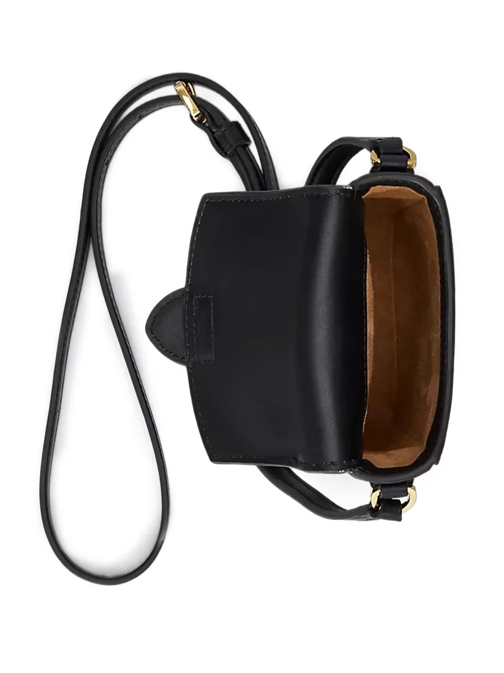Ralph Lauren Padlock Leather Crossbody Bag In Black