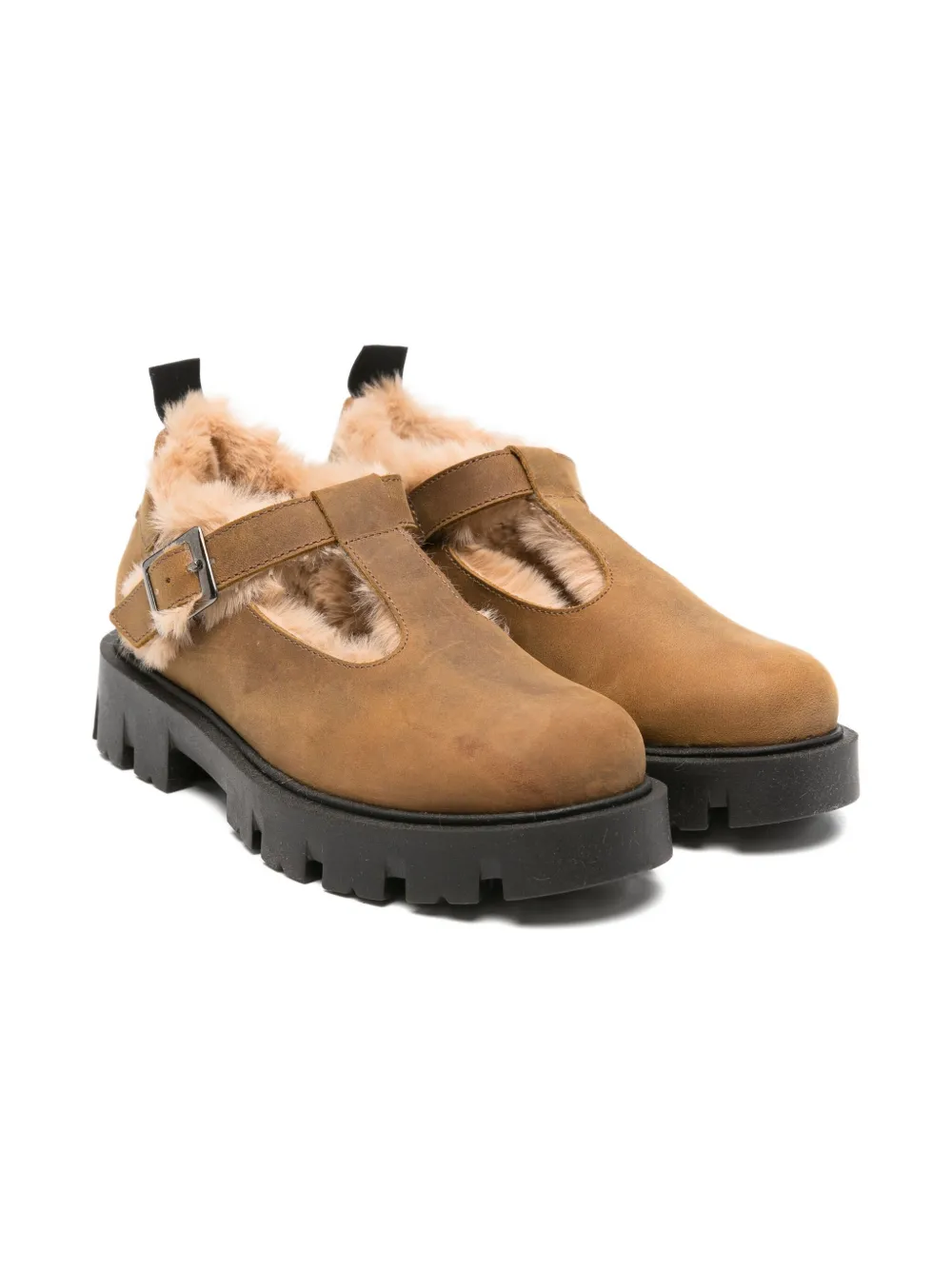 Douuod Kids fur-lined buckle loafers Bruin